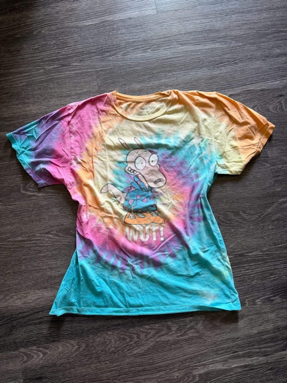 Women’s Tie-Dye Cartoon Graphic Tee - Multicolor